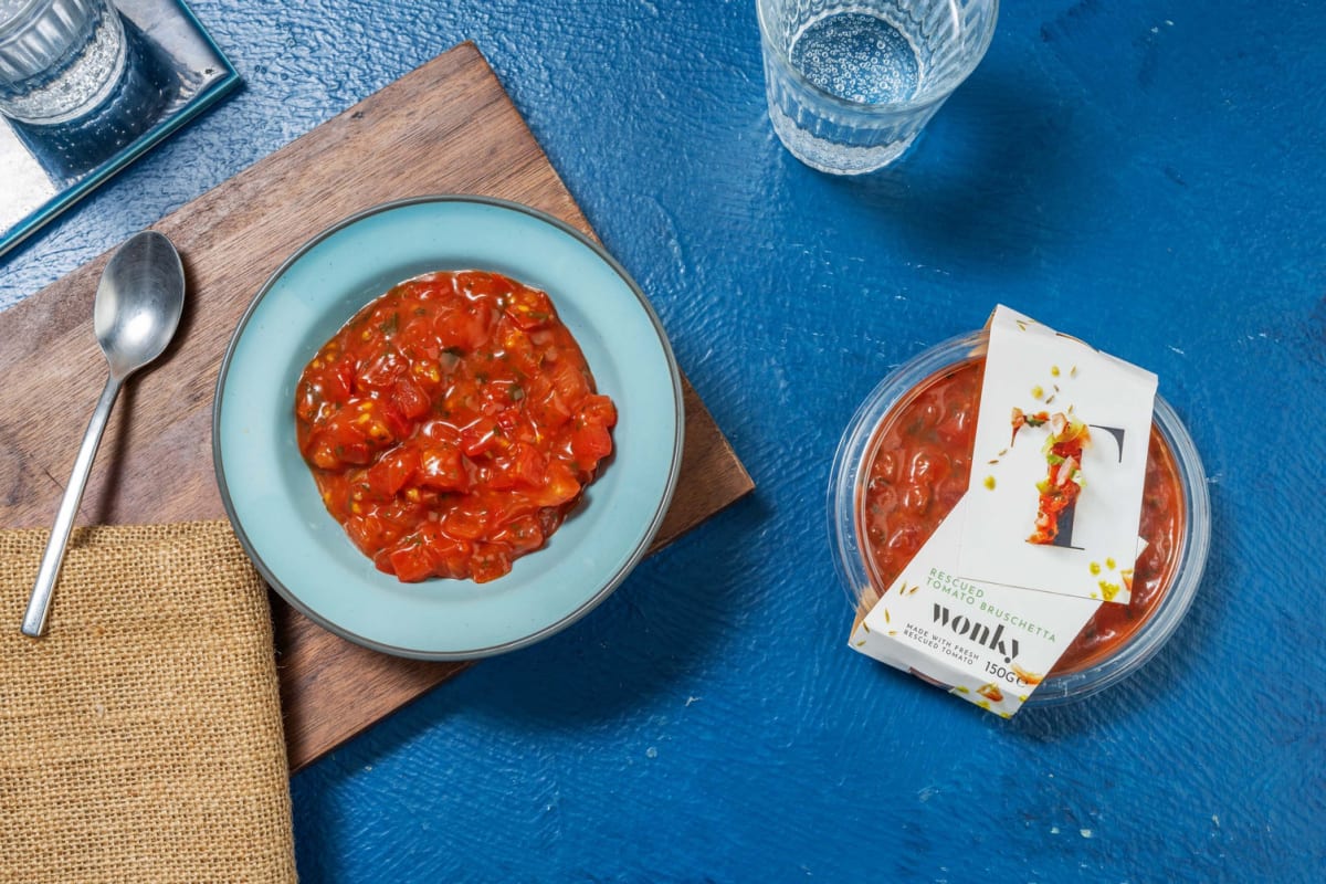 Tomatiger Bruschetta-Dip aus geretteten Tomaten