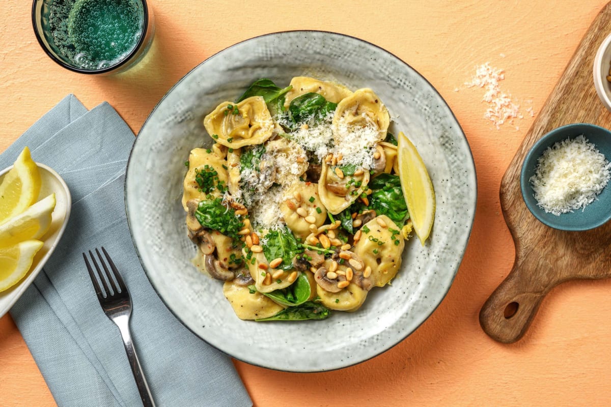 Tortellinis au fromage et sauce crémeuse aux champignons