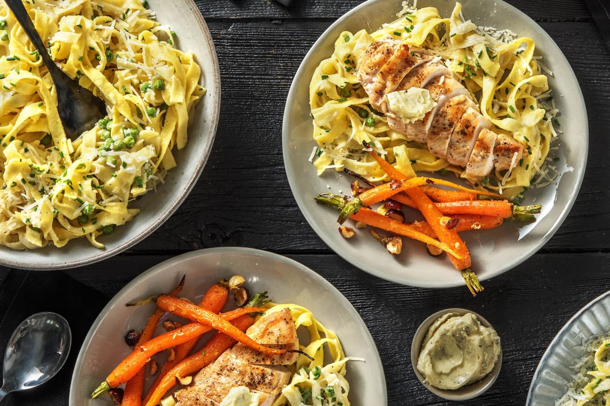 Truffled Chicken Over Tagliatelle Alfredo