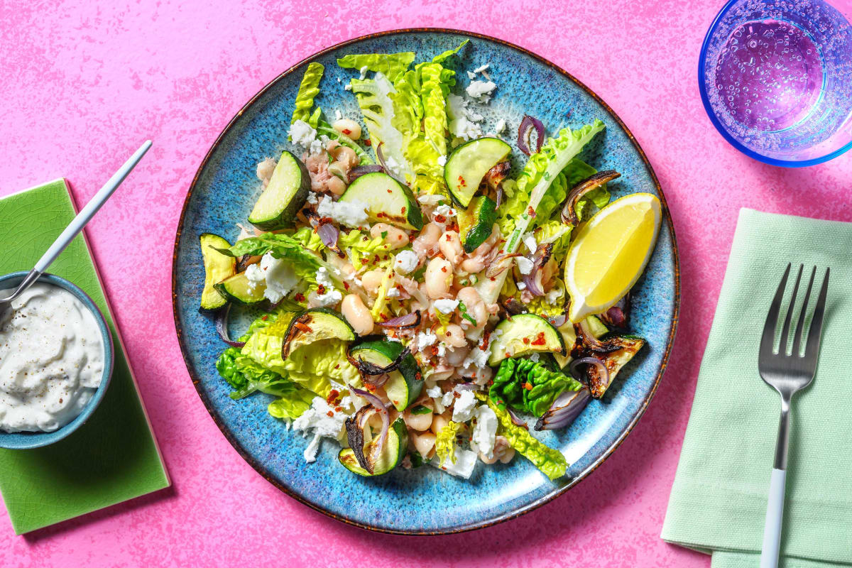 Tuna Salad mit Butterbohnen & Hirtenkäse-Knofi-Dressing