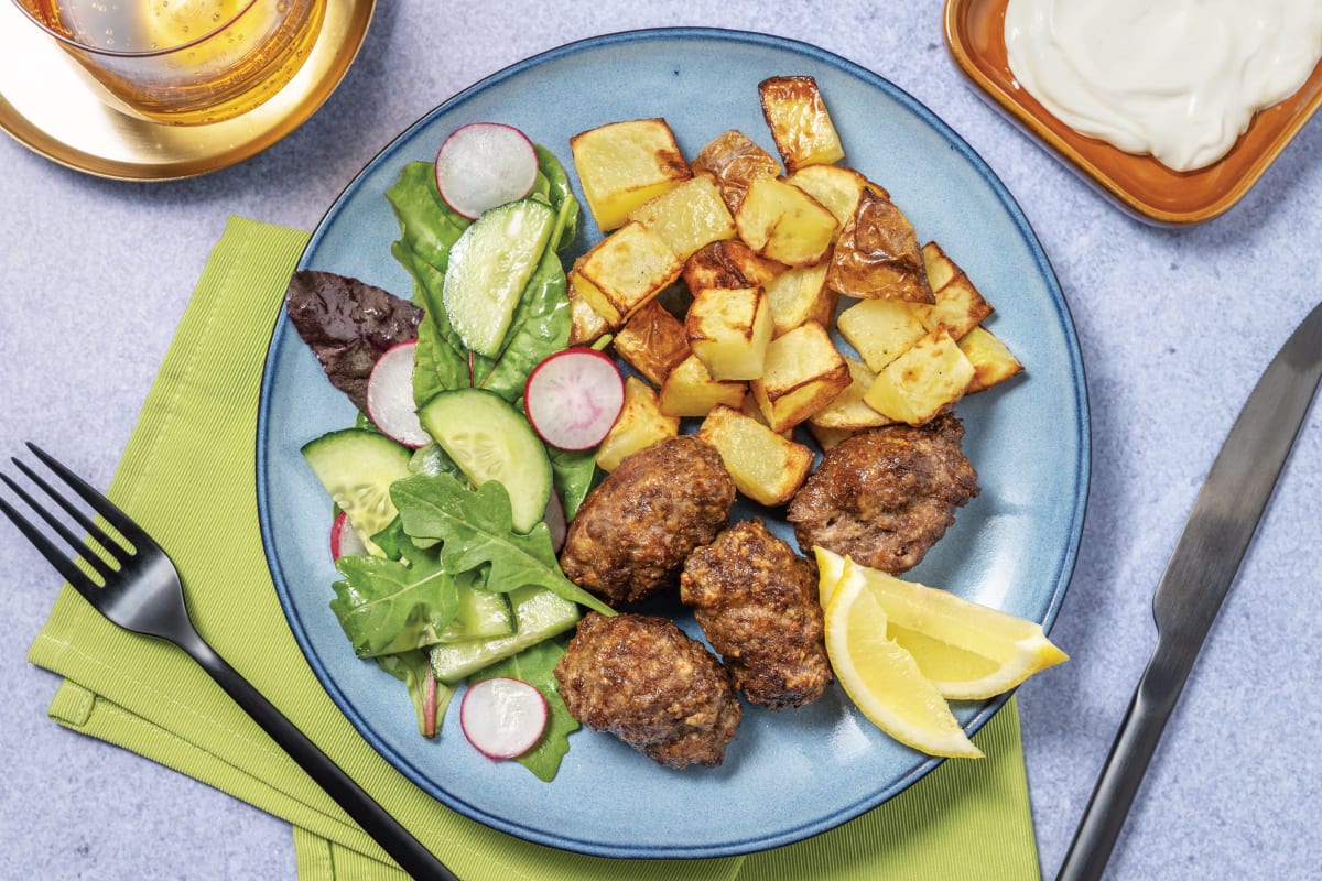 Tunisian Lamb Rissoles & Roasted Potatoes