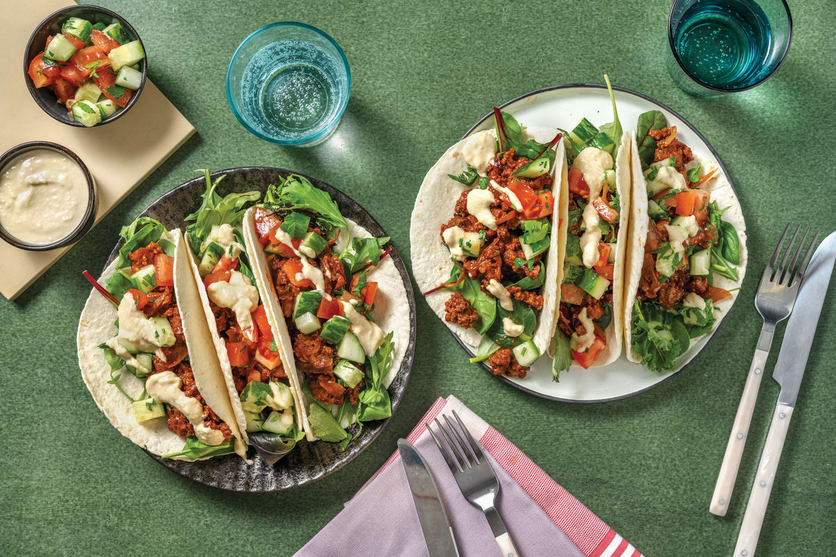 Spiced Beef & Hummus Tacos