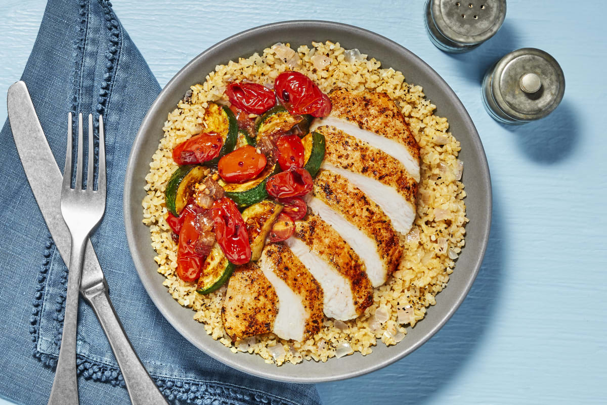 Tuscan Chicken over Bulgur Pilaf