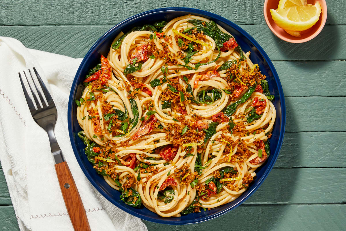 Vegan Sun-Dried Tomato & Spinach Pasta