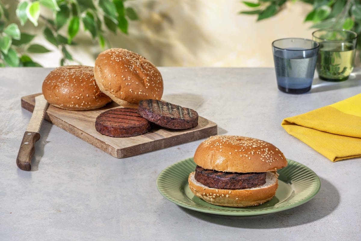 Vegane Burger Basics mit Patties & Sesambuns