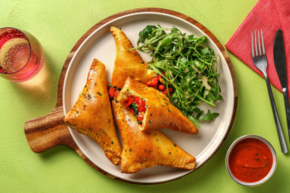 Vegane Mini-Calzones mit Spinat-Paprika-Füllung