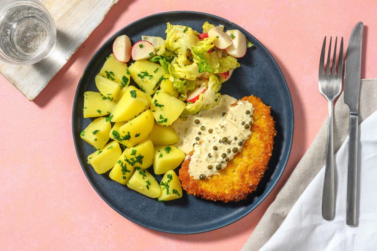 Veganes Schnitzel mit Pfeffersoße