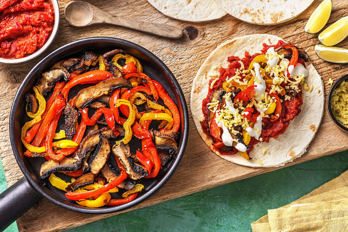 Vegetarische Fajitas Mit Paprika Pilzen Rezept Hellofresh