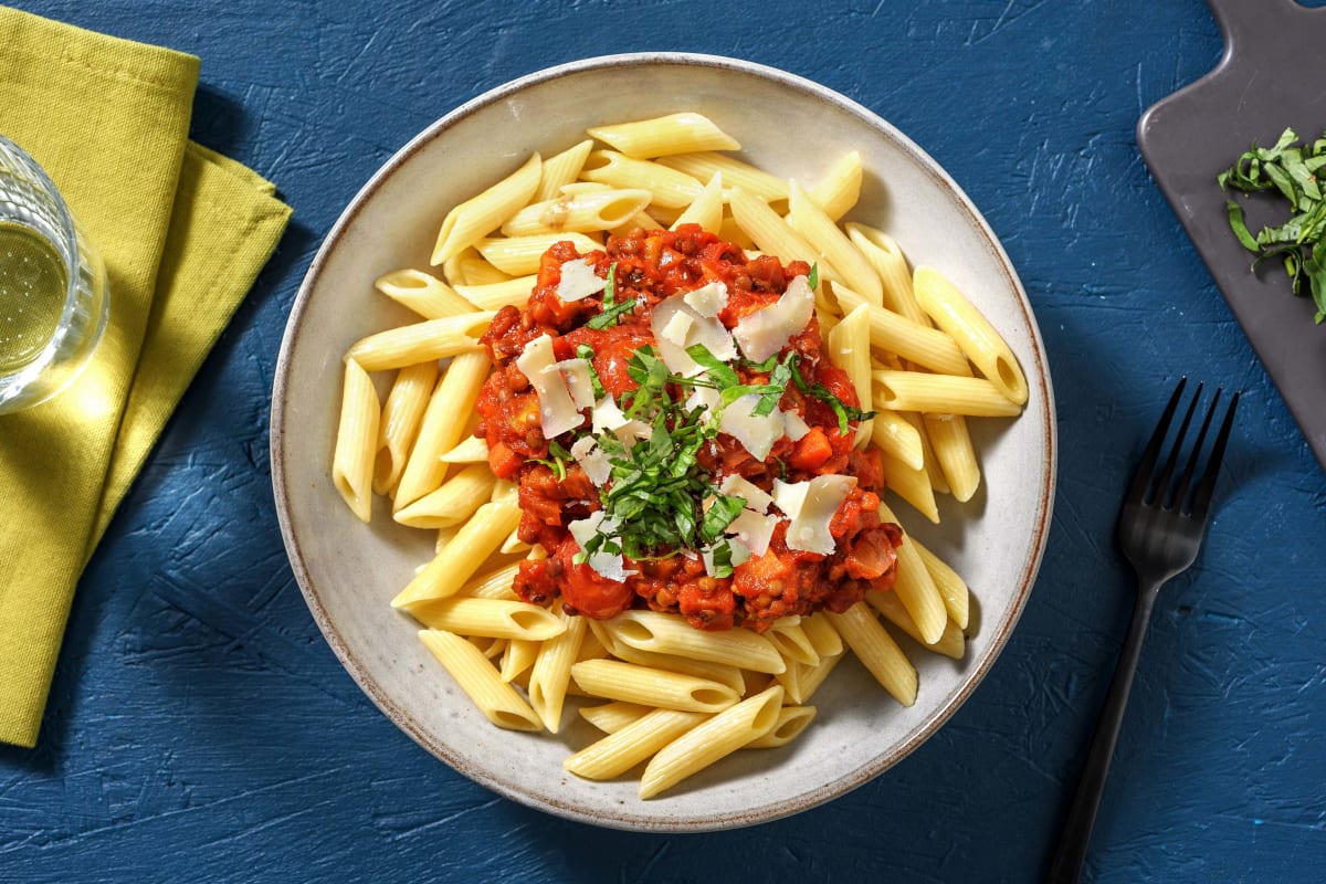 Vegetarische penne bolognese