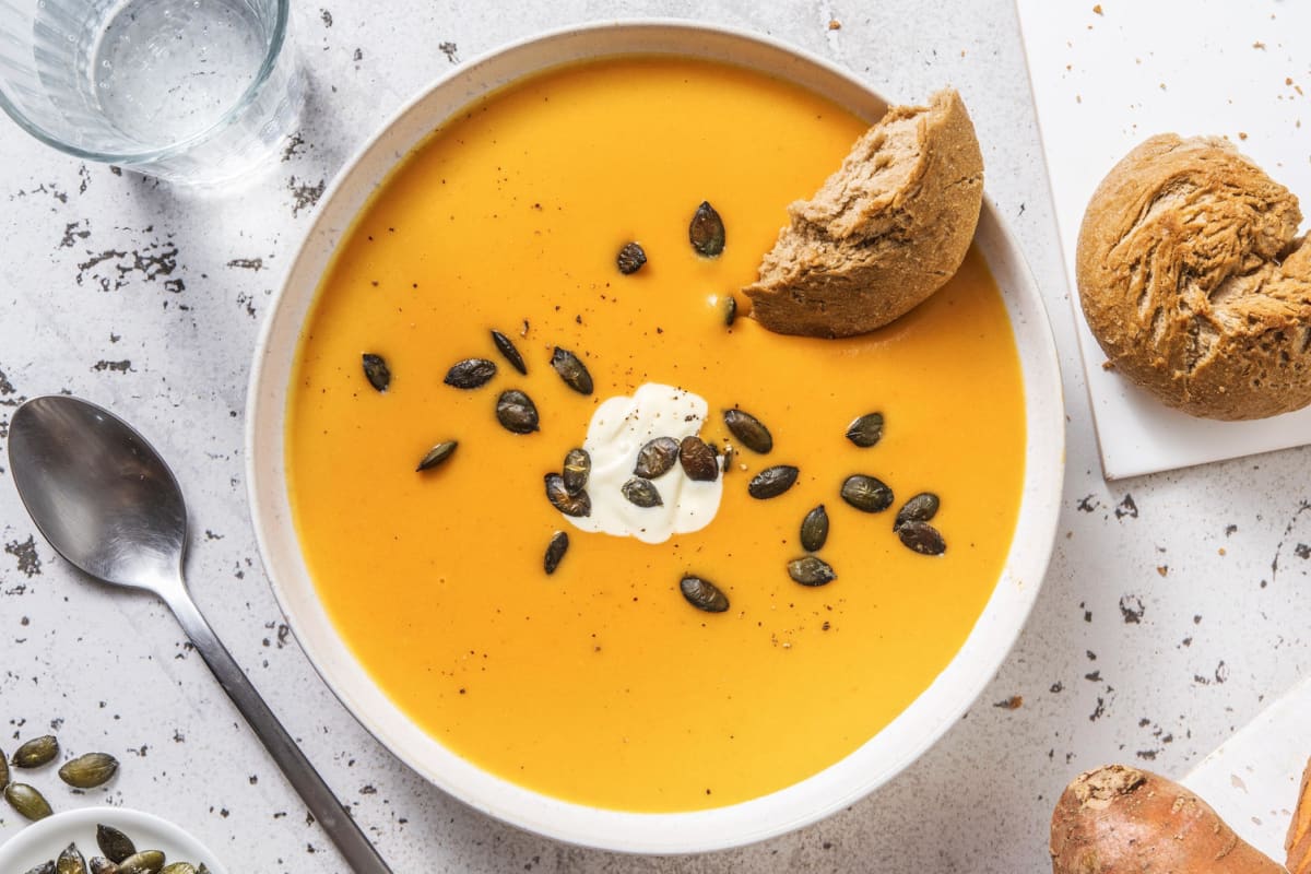 Velouté de tomates et patates douces - la cerise sur le maillot