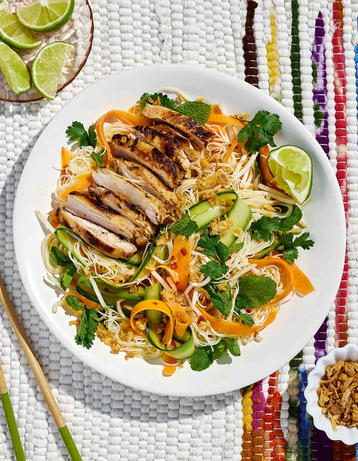 Superquick Grilled Chicken and Rice Noodle Bowls