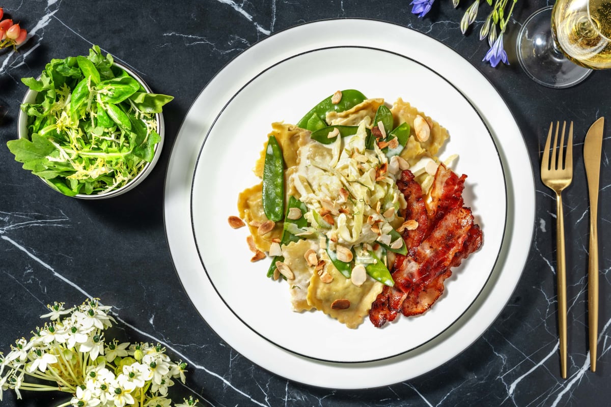 Ravioli frais et fenouil en sauce au fromage de chèvre