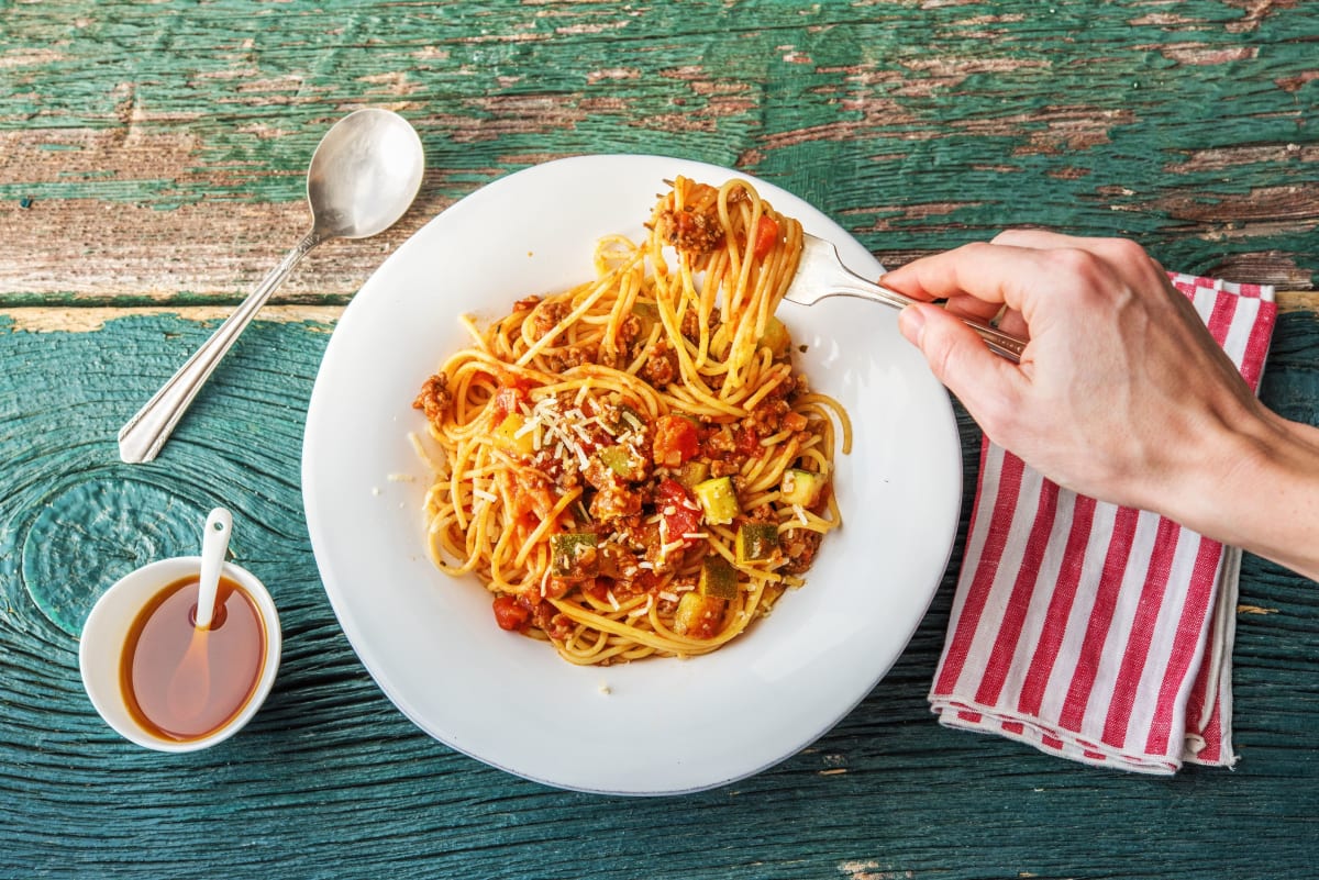 Spaghetti with Saucy Beef Ragu