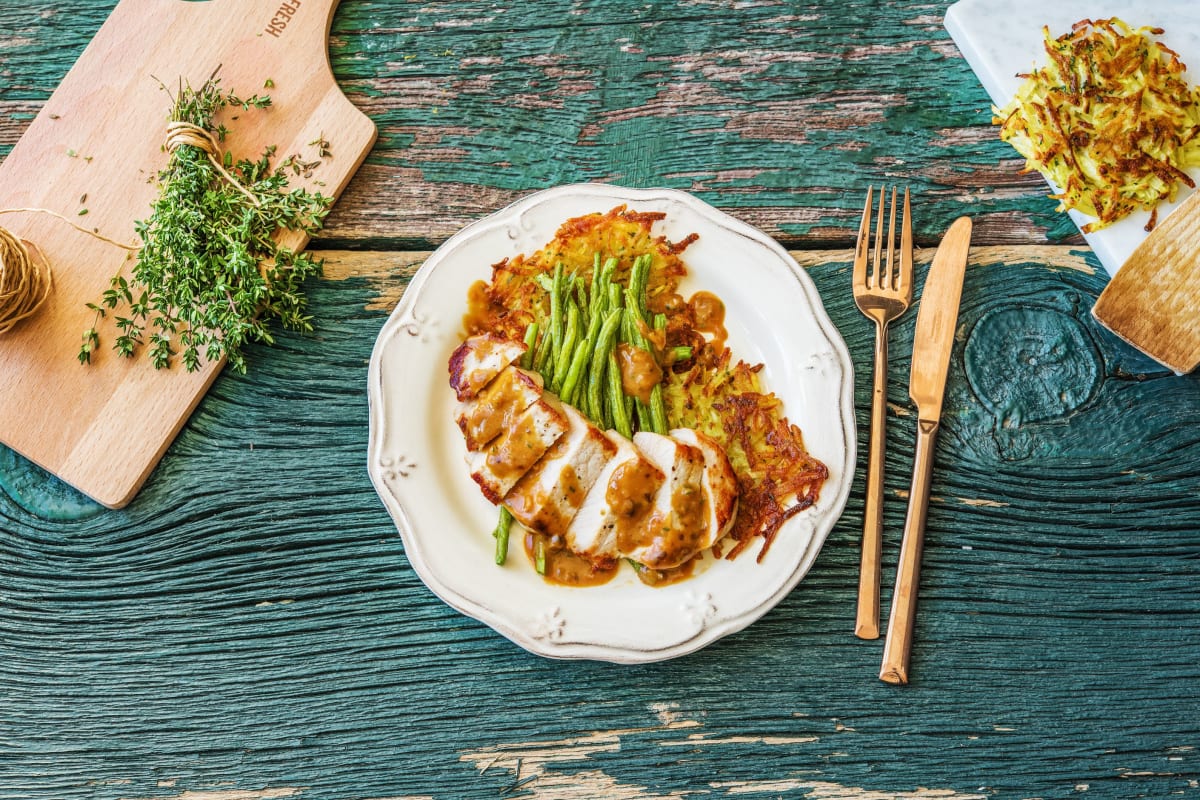 Mustard Pork Chops and Potato Rosti