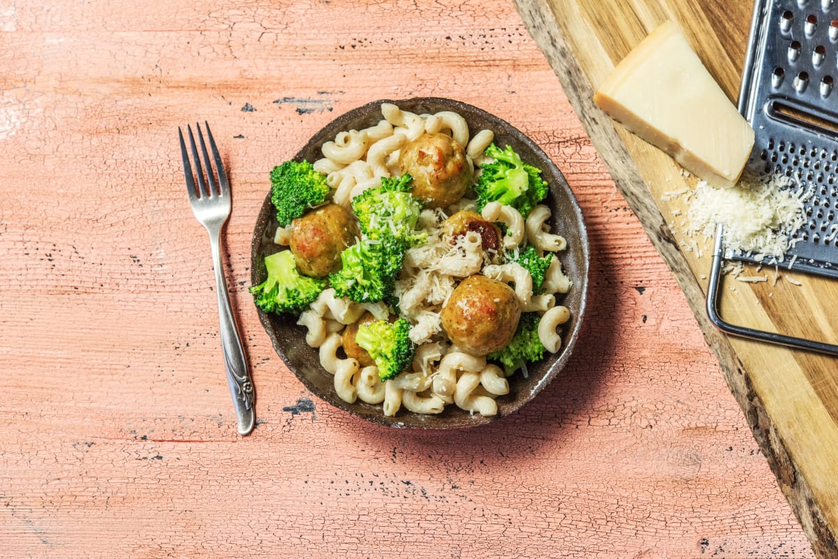 Meatballs on Top of Cavatappi