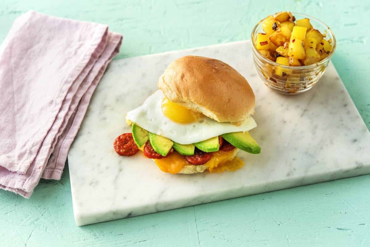 Chorizo, Egg, and Avocado Breakfast Sandwich