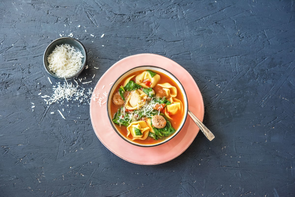 One-Pot Sausage and Tortelloni Soup