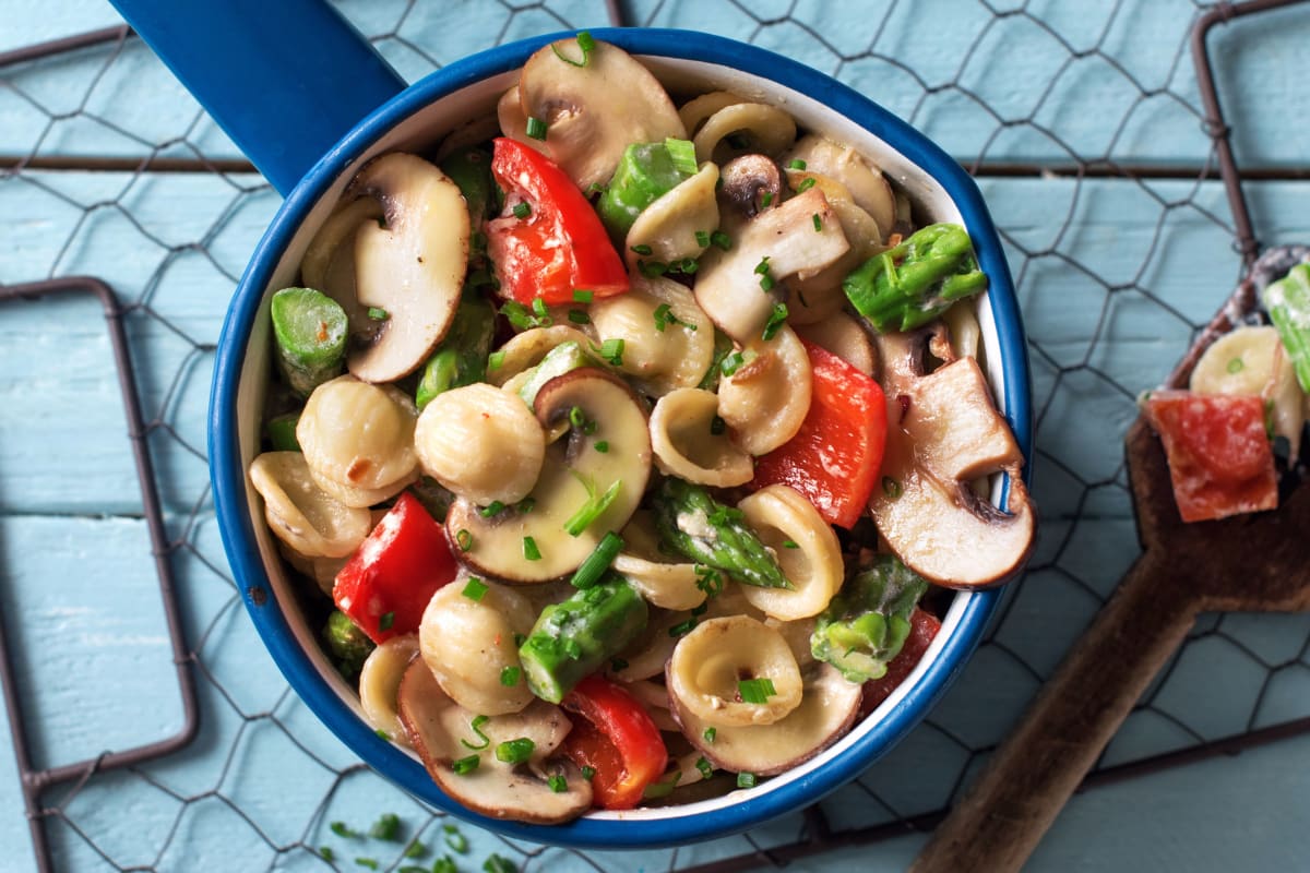 Baby Portobello and Orecchiette Primavera