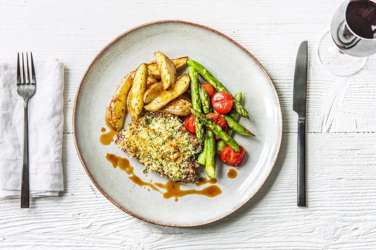 Truffle and Herb-Crusted New York Strip Steak