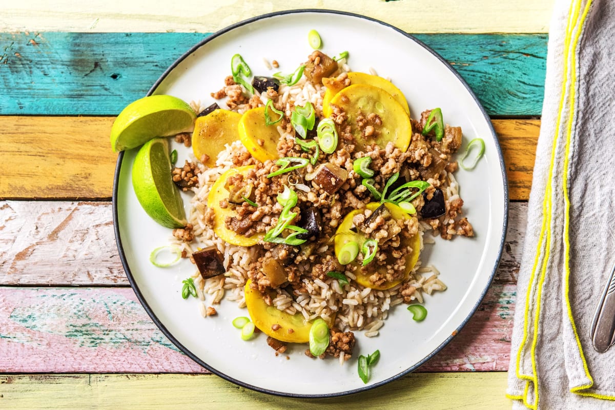 Pork, Eggplant, and Squash Stir-Fry