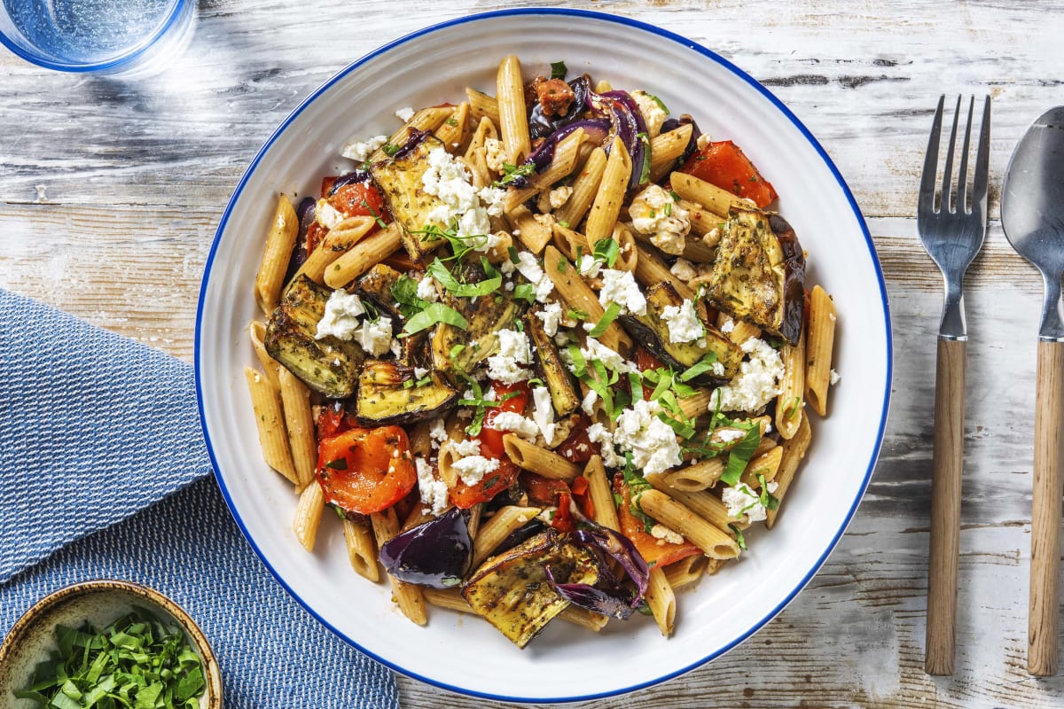 Warm Mediterranean Style Pasta Salad