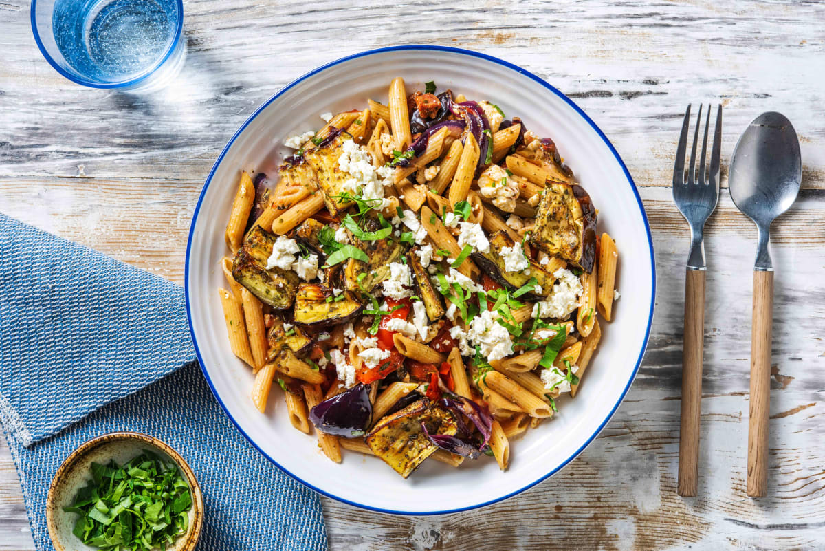 Warm Mediterranean Vegetable and Chorizo Pasta Salad