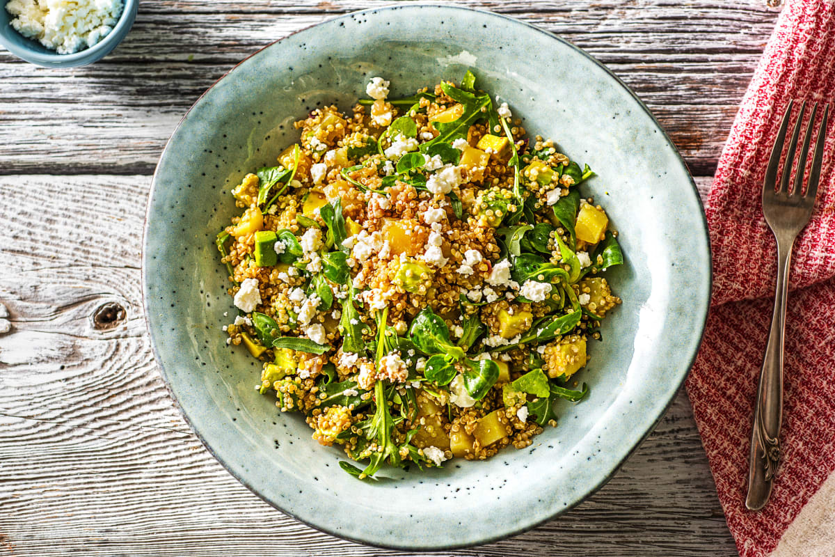 Salade de quinoa chaude aux betteraves jaunes