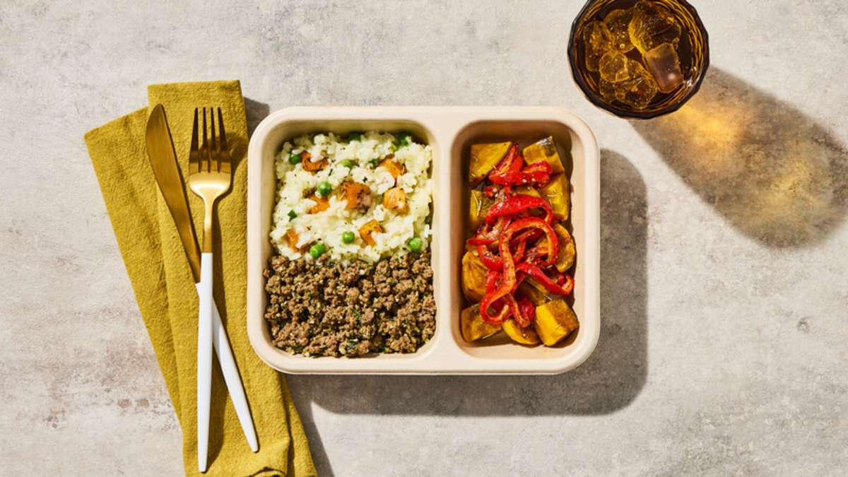 Pesto Ground Beef & Parmesan Risotto