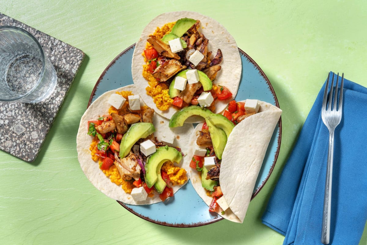 Wraps met vegetarische kipstukjes en yazzara