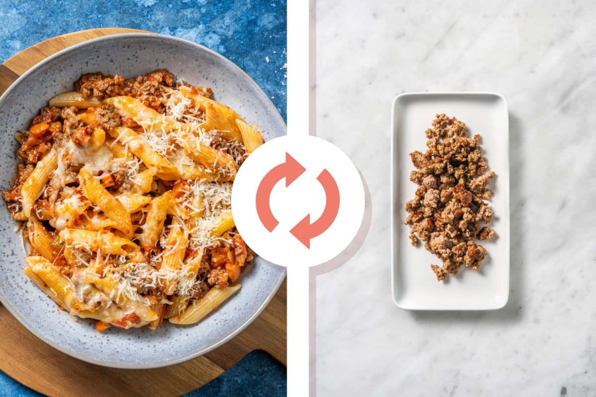 Cheesy Skillet Turkey Bolognese Ziti