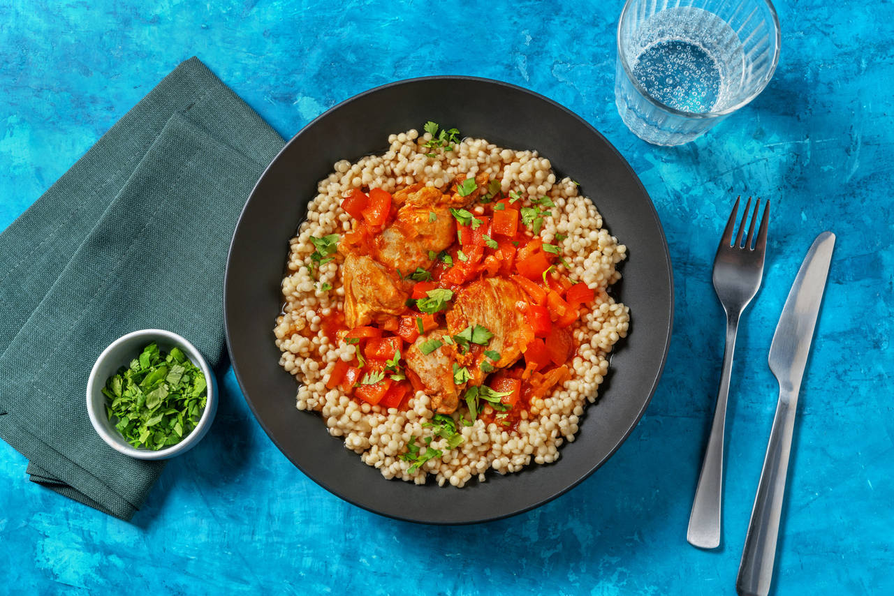 Pollo al estilo marroquí con cuscús perlado al limón
