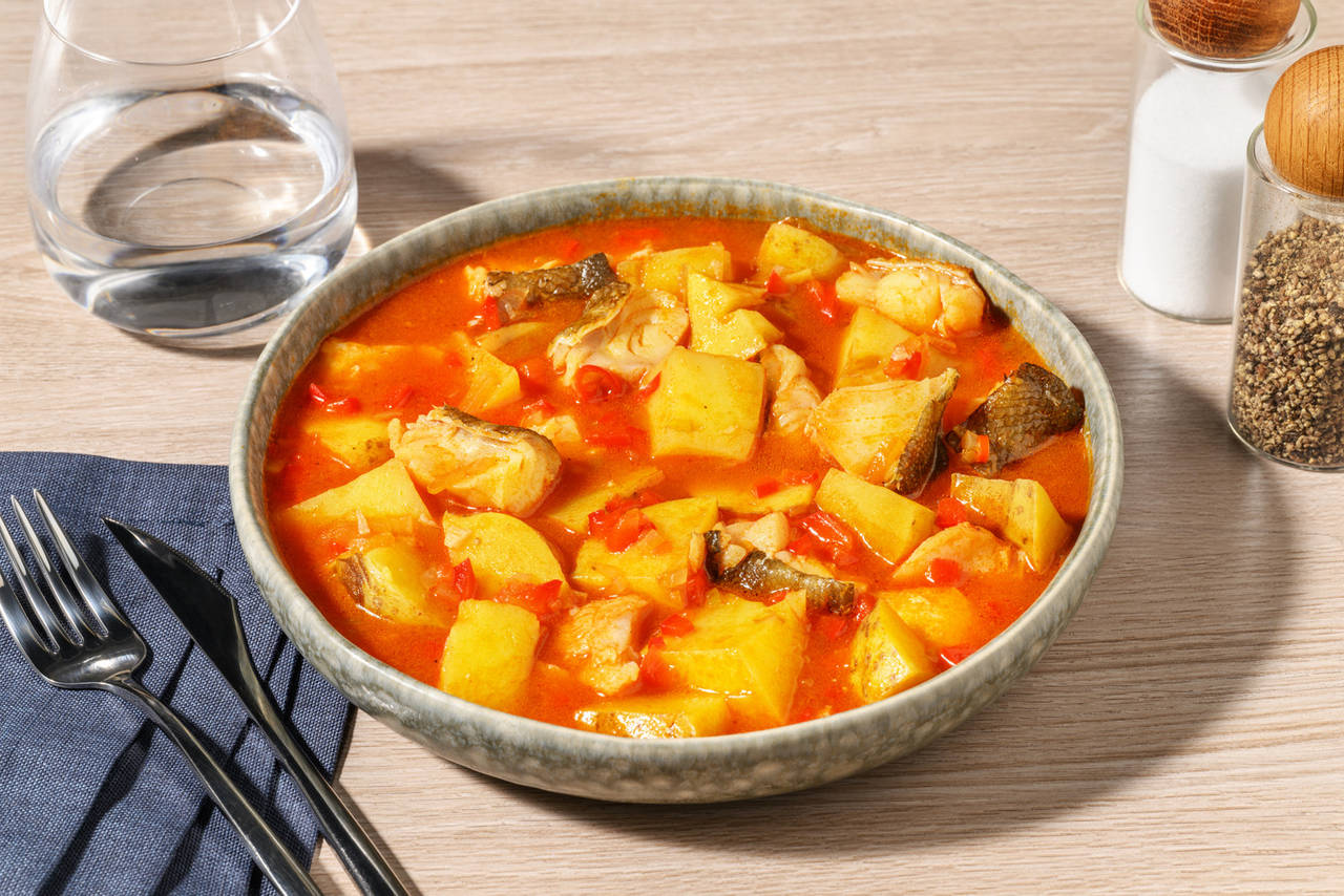 Bacalao ajoarriero al estilo leonés con patatas y verduras