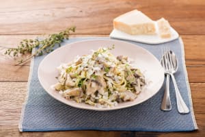 Mushroom and Leek Tagliatelle with Thyme, Garlic, and Parmesan image