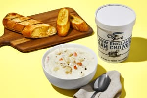 New England Clam Chowder + Garlic Bread image