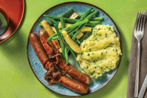 Herbed Beef Sausages & Cheesy Mash image