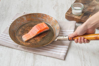 Fry the salmon