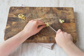 Finely dice the ginger