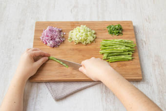 Slice the beans half lengthways