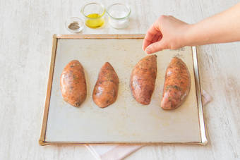Season sweet potatoes