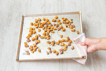 Roast sweet potato in dukkah