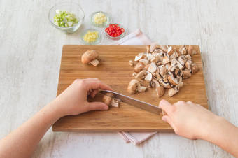 Chop mushrooms