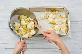 Place the vegetables onto a tray