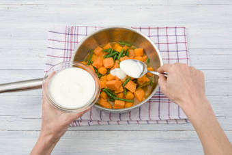 Add the yoghurt to the pot