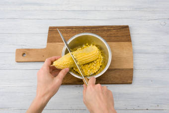 Remove the corn kernels