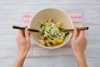 Combine the ingredients and toss to coat well