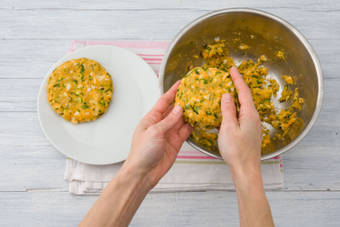 Shape the mixture into patties