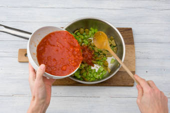 add the tomato to the sauce