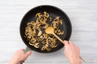 Cook the mushrooms