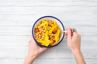 Mix your veggies, spice and chickpeas