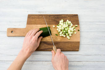 Dice the zucchini